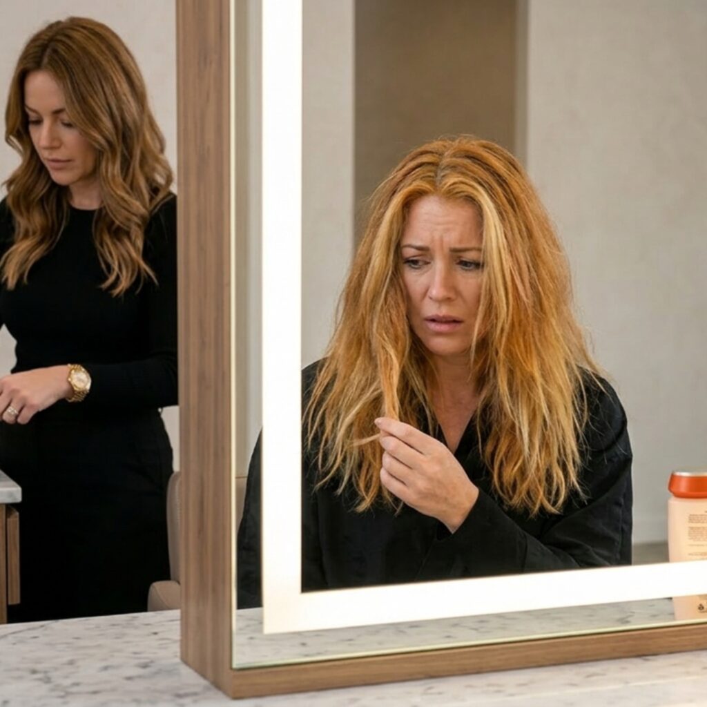 After color correction smooth shiny hair result salon Jensen Beach Florida